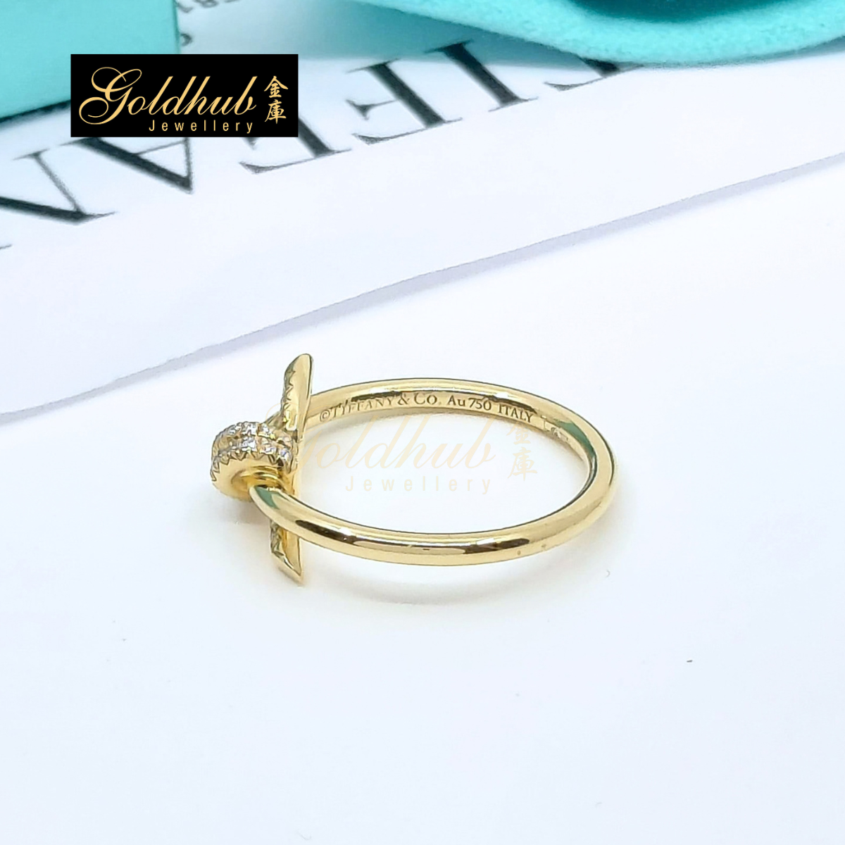 Tiffany & Co Knot Ring with Diamonds in Yellow Gold, Size 5.5