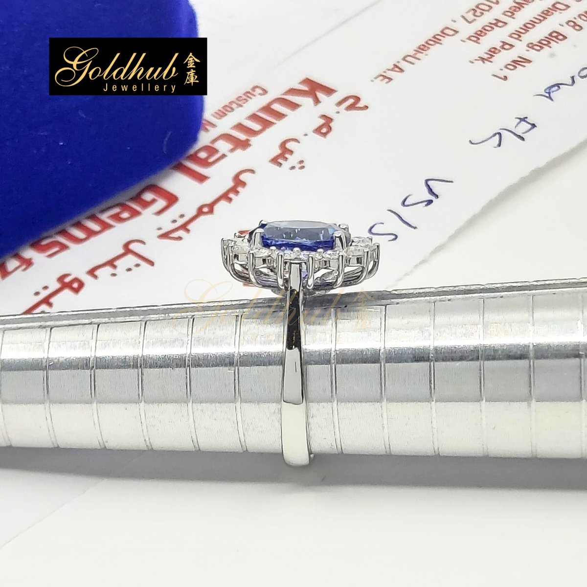 2.66ct Tanzanite with Diamond Ring in White Gold, Size 12
