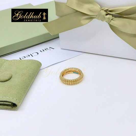 [Reserved] Van Cleef Arpels Perlée Pearls of Gold Ring, 3 Rows in Yellow Gold, Size 53