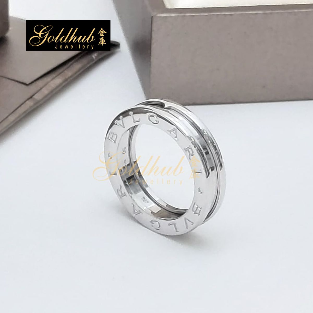 Bvlgari B.zero1 1 Band Ring in White Gold, Size 50