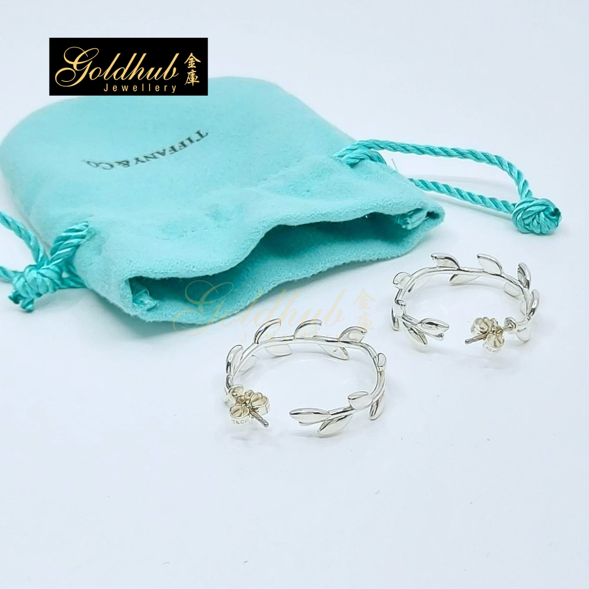 Tiffany Paloma Picasso Olive Leaf Hoop Earrings in Silver