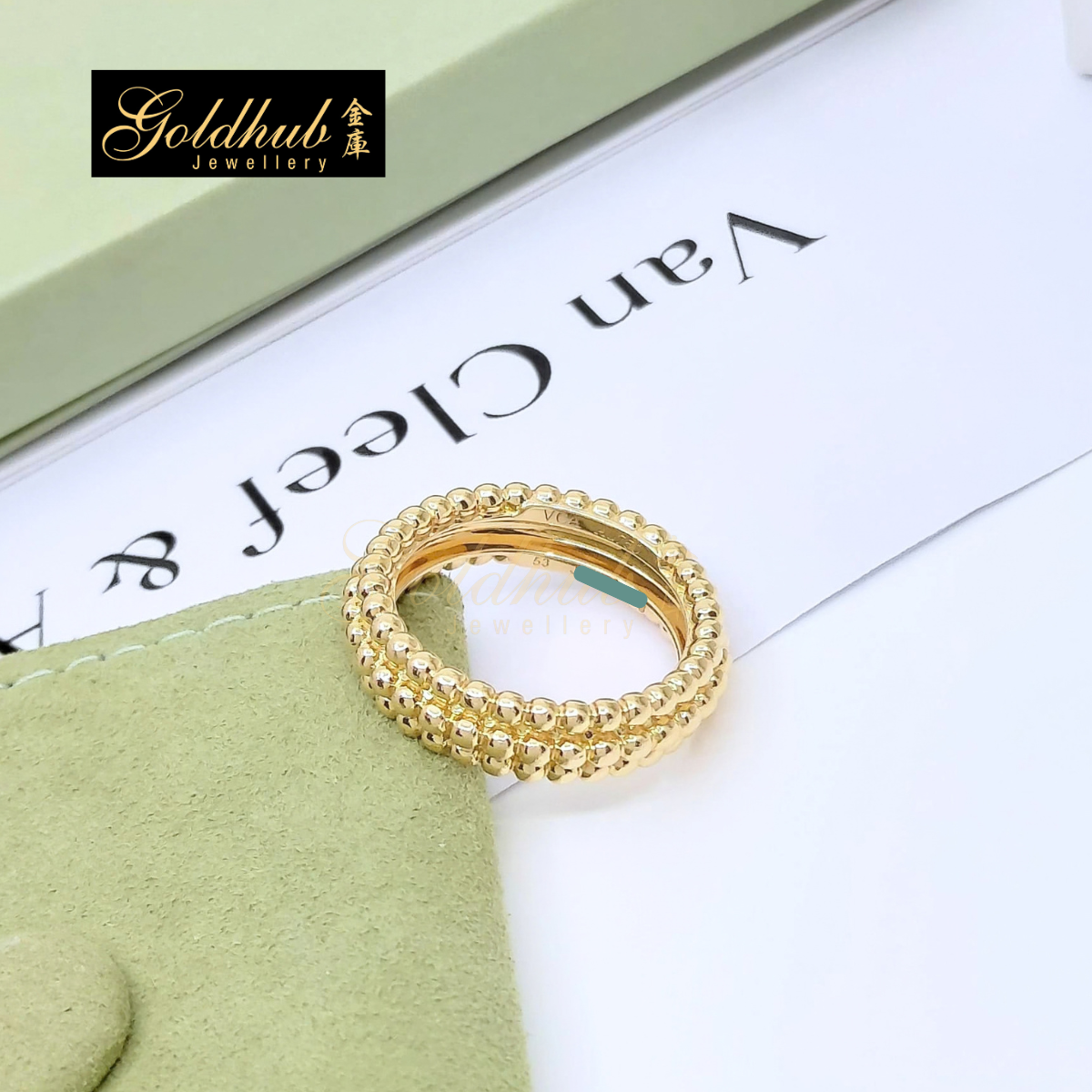 Van Cleef Arpels Perlée Pearls of Gold Ring, 3 Rows in Yellow Gold, Size 53