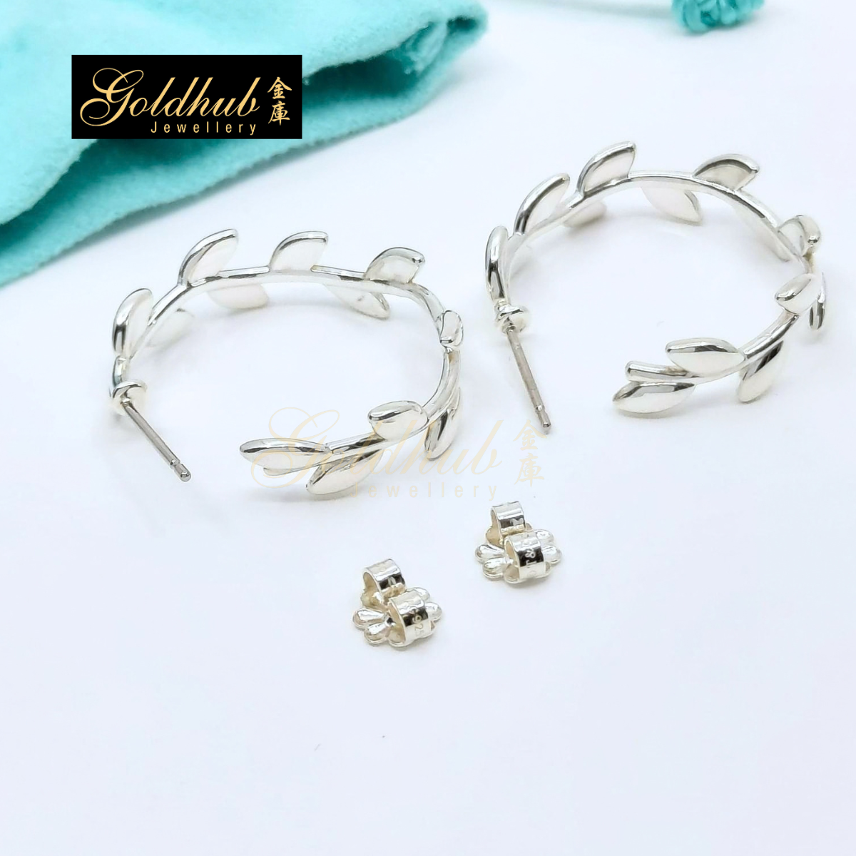 Tiffany Paloma Picasso Olive Leaf Hoop Earrings in Silver