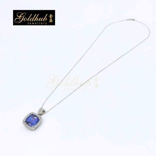 [Reserved] Tanzanite Diamond Necklace in White Gold