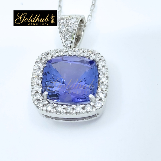 [Reserved] Tanzanite Diamond Necklace in White Gold