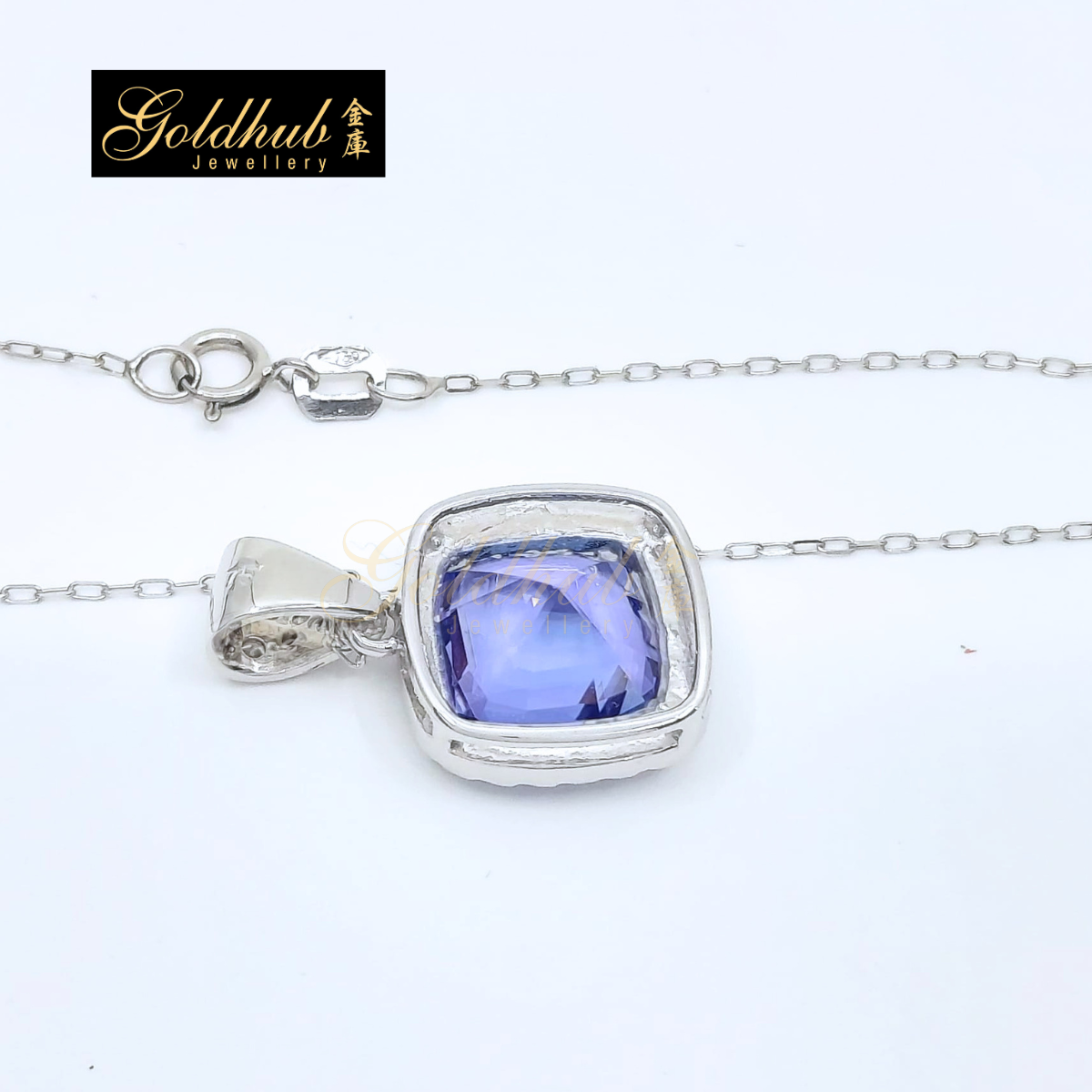 Tanzanite Diamond Necklace in White Gold