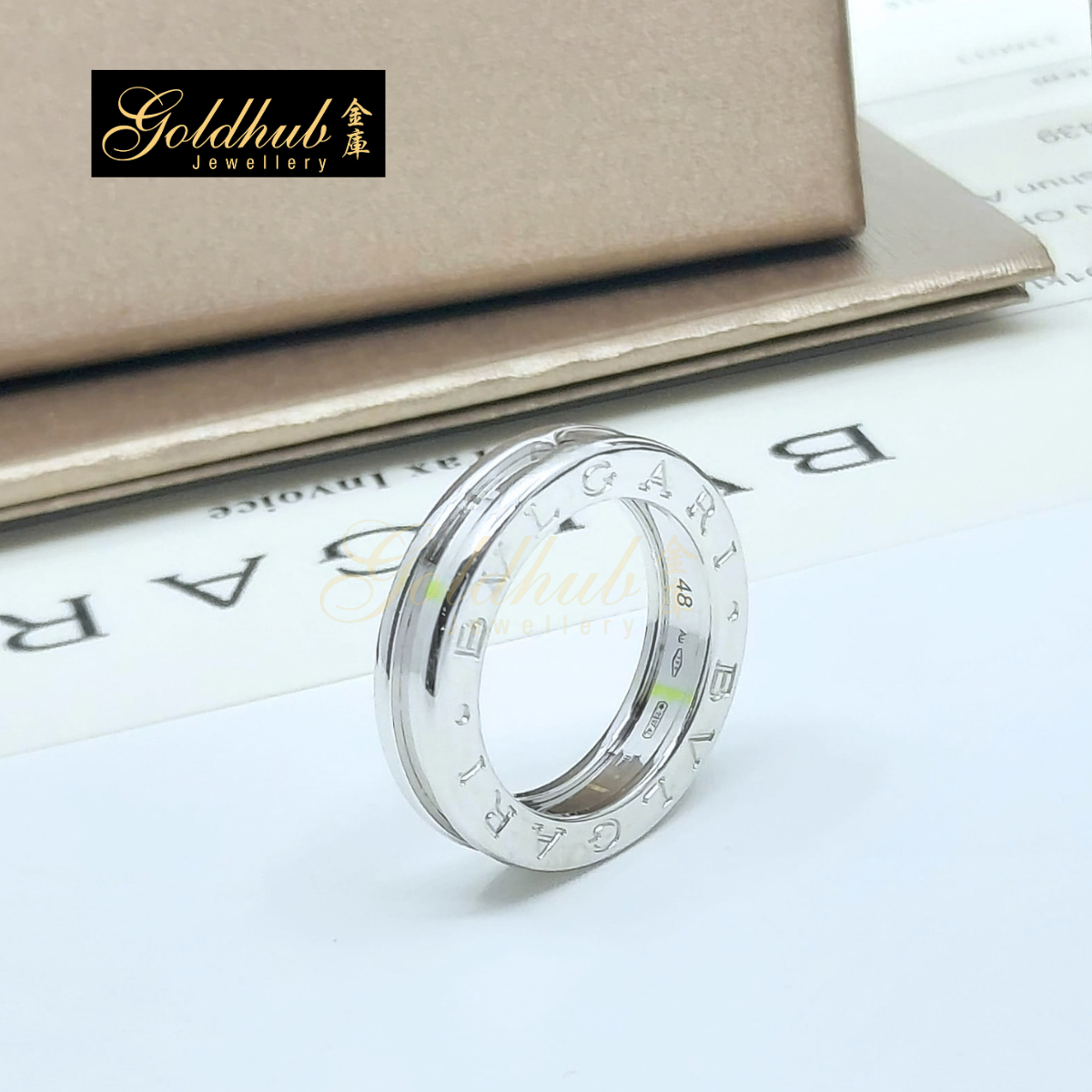 Bulgari B.zero1 1 Band Ring in White Gold, Size 48