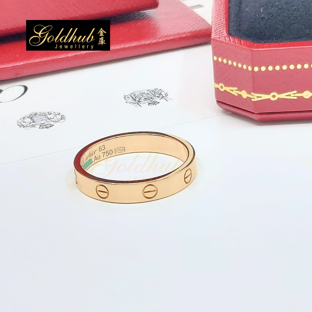 Cartier Love Ring, Small Model, 1 Diamond in Rose Gold, Size 63