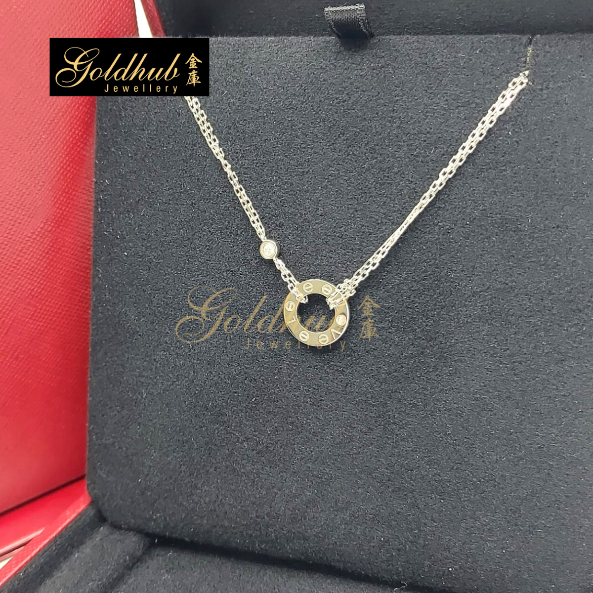 [Reserved] Cartier Love Necklace, 2 Diamonds in White Gold