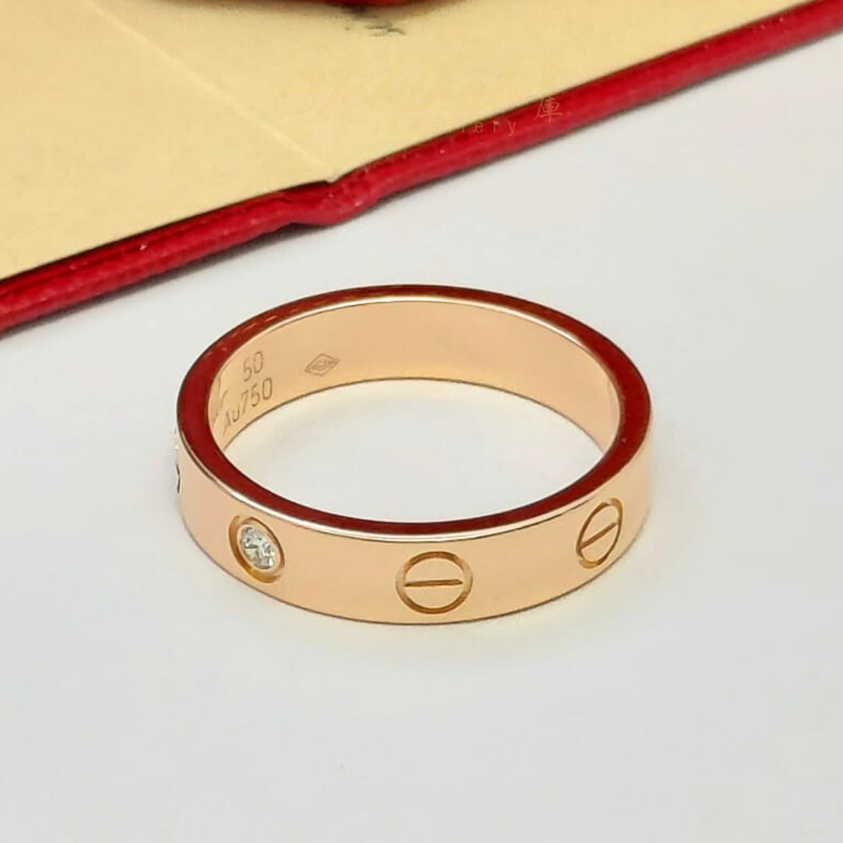 18k Pre-loved Cartier Love Wedding Band, 1 Diamond Ring in Rose Gold