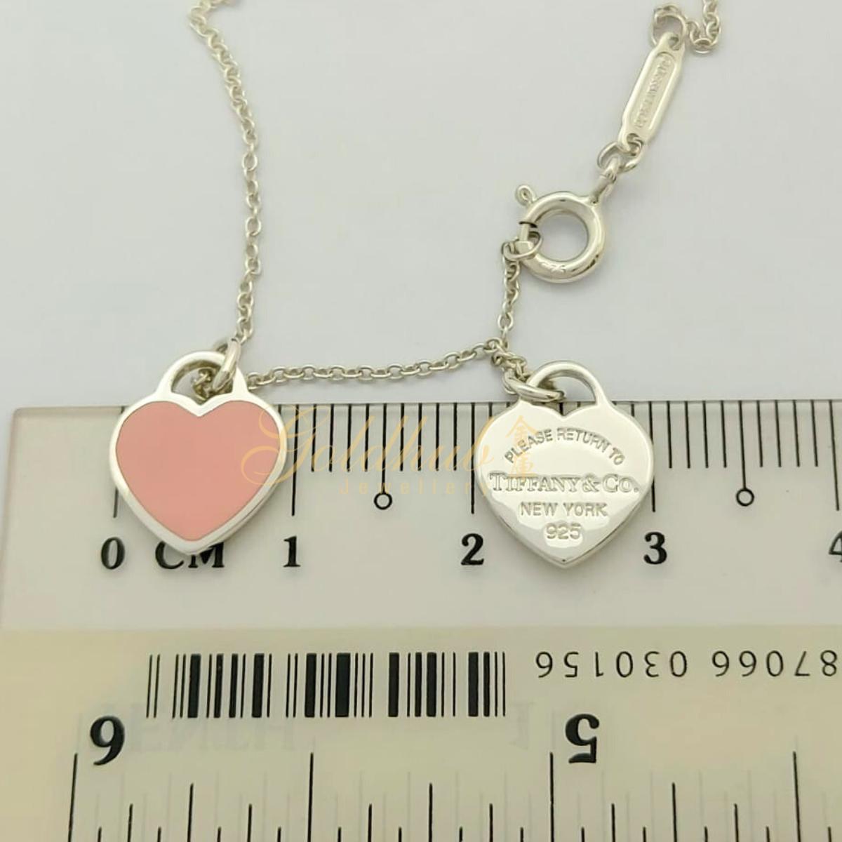 Tiffany & Co Double Heart Pink Tag Pendant Necklace in Sterling Silver