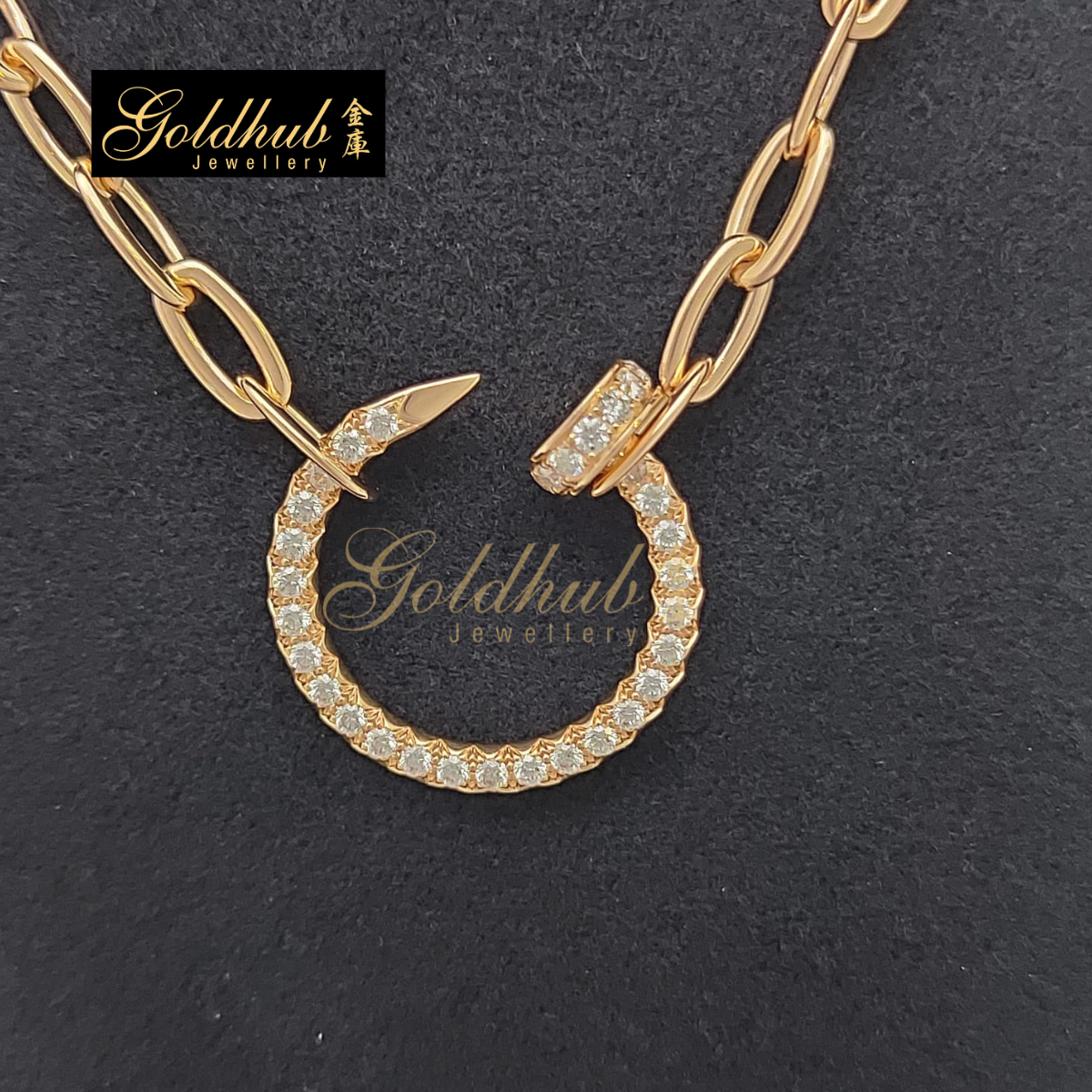 Cartier Juste Un Clou Necklace, Paved Diamonds in Rose Gold