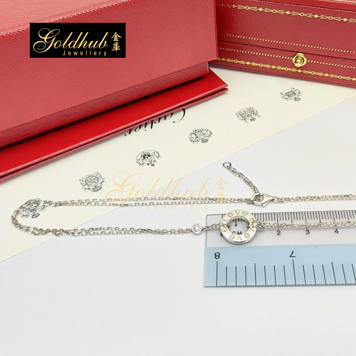 [Reserved] Cartier Love Necklace, 2 Diamonds in White Gold