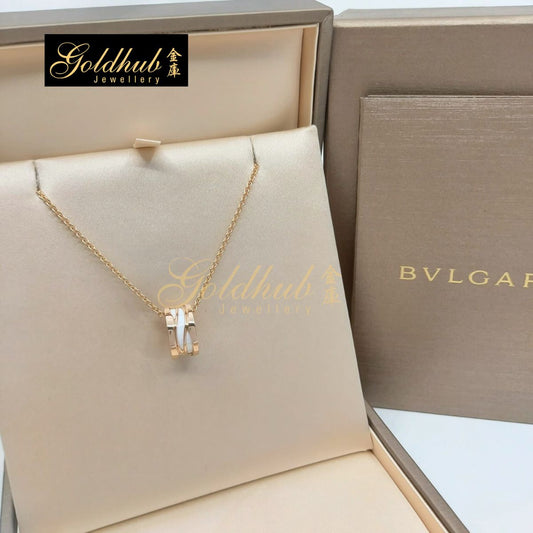 Bvlgari B.zero1 Design Legend White Ceramic Necklace in Rose Gold