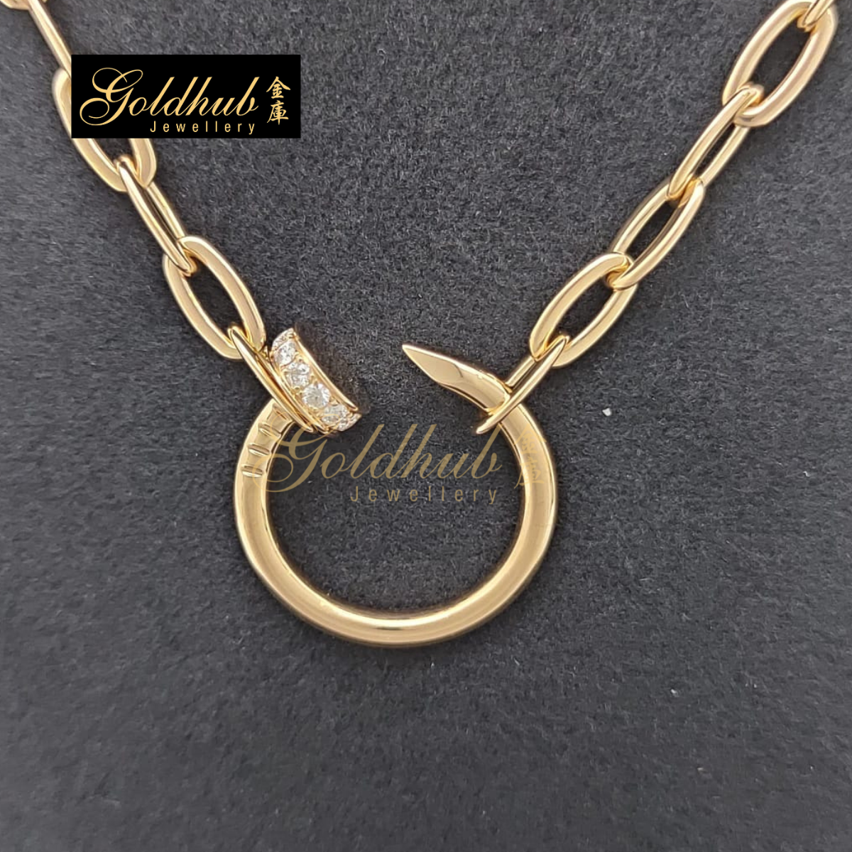 Cartier Juste Un Clou Necklace, Paved Diamonds in Rose Gold