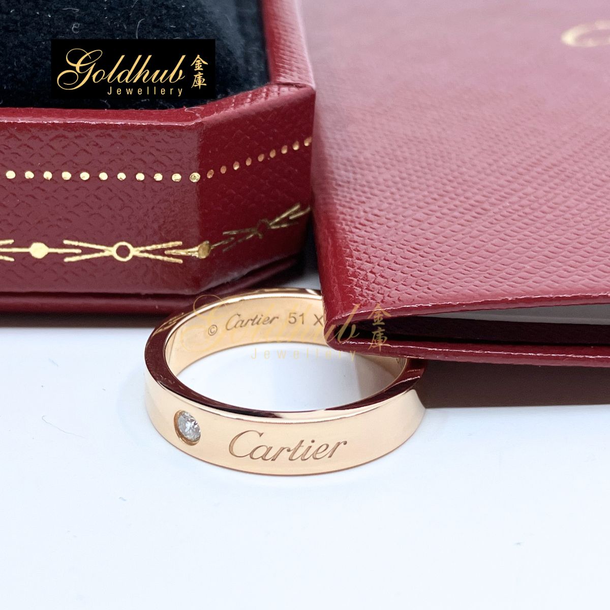 Cartier C de Cartier Wedding Ring, 4mm, 1 Diamond in Rose Gold Size 51