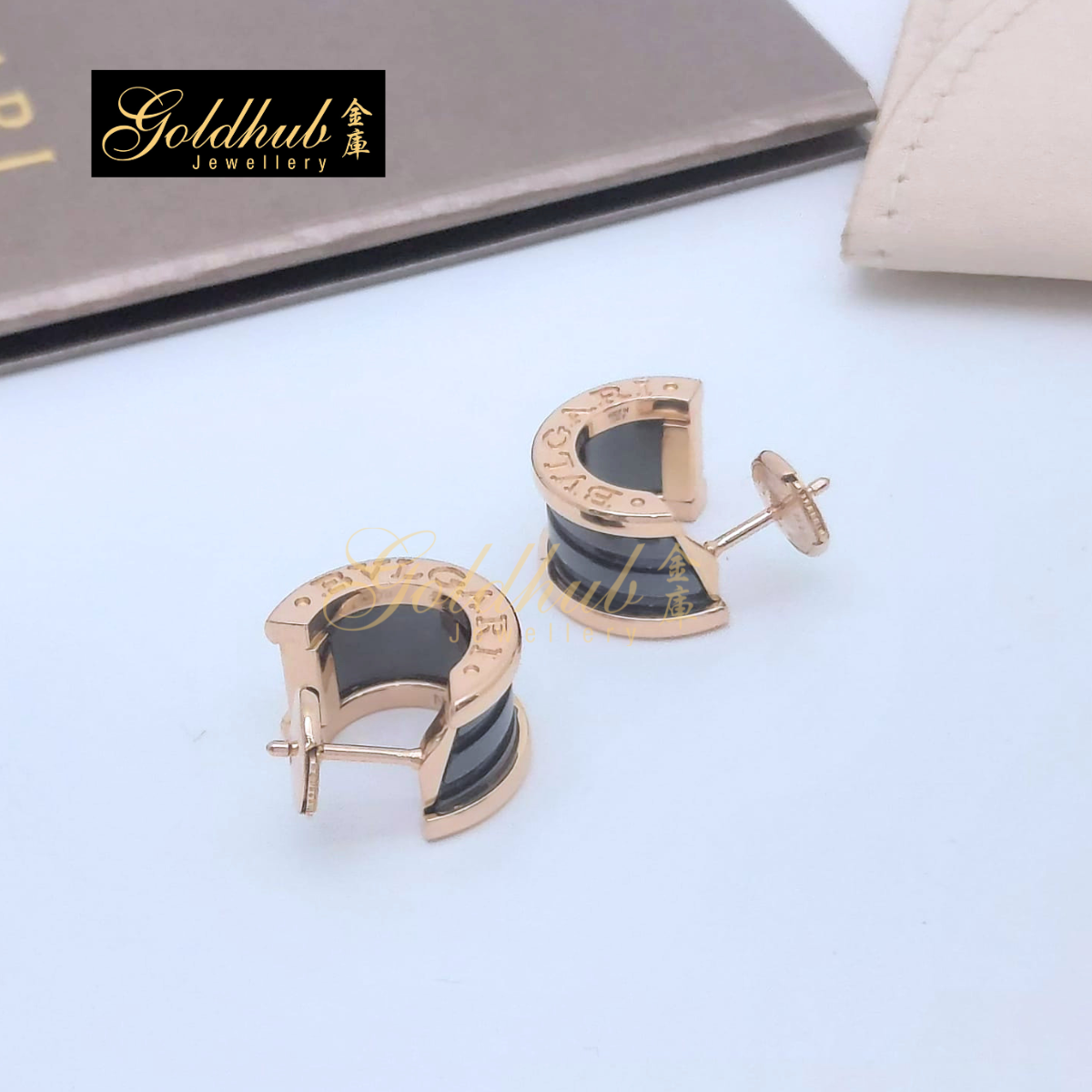 Bulgari B.zero1 Earrings, Black Ceramic in Rose Gold