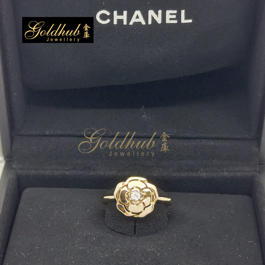 Chanel Camelia Diamond Ring in Rose Gold, Size 49