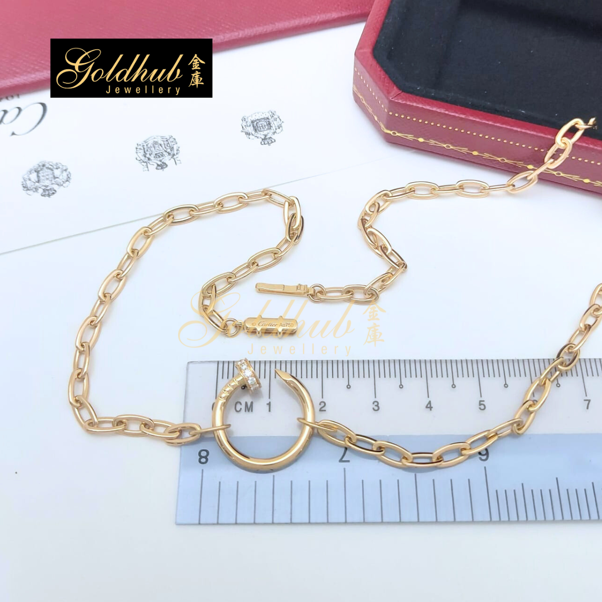 Cartier Juste Un Clou Necklace, Paved Diamonds in Rose Gold