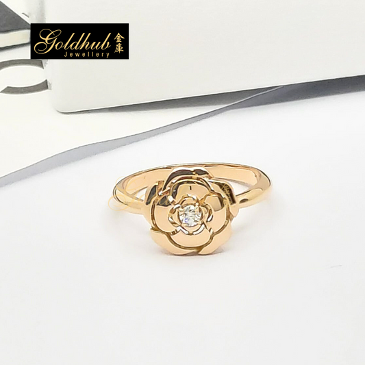 Chanel Camelia Diamond Ring in Rose Gold, Size 49