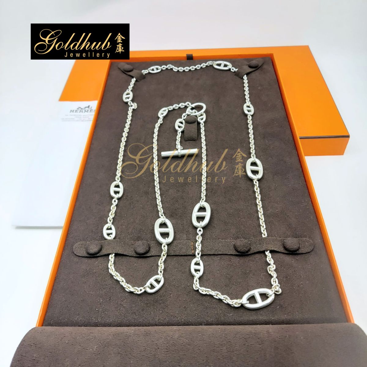 Hermes Farandole long necklace 120 in Silver, 120 cm