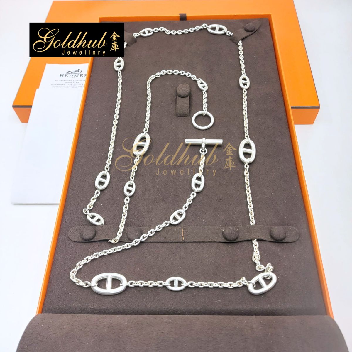Hermes Farandole long necklace 120 in Silver, 120 cm