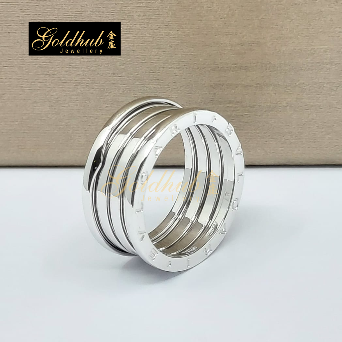 Bvlgari B.zero1 4 Band Ring in White Gold, Size 67