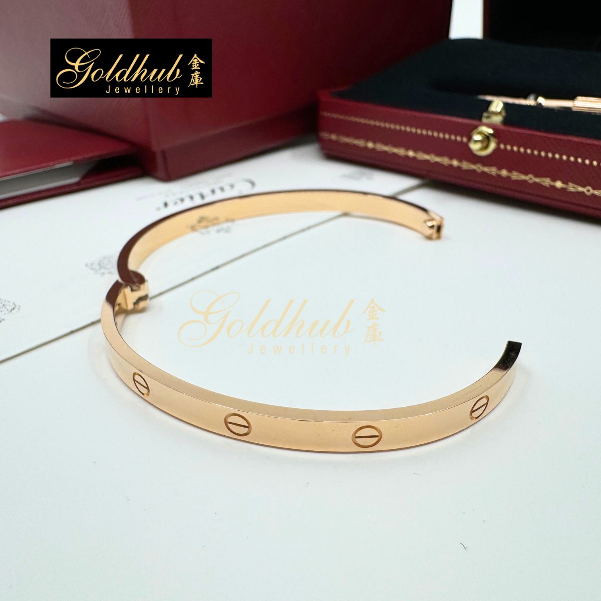 Cartier Love Bracelet, Medium Model in Rose Gold, Size 18