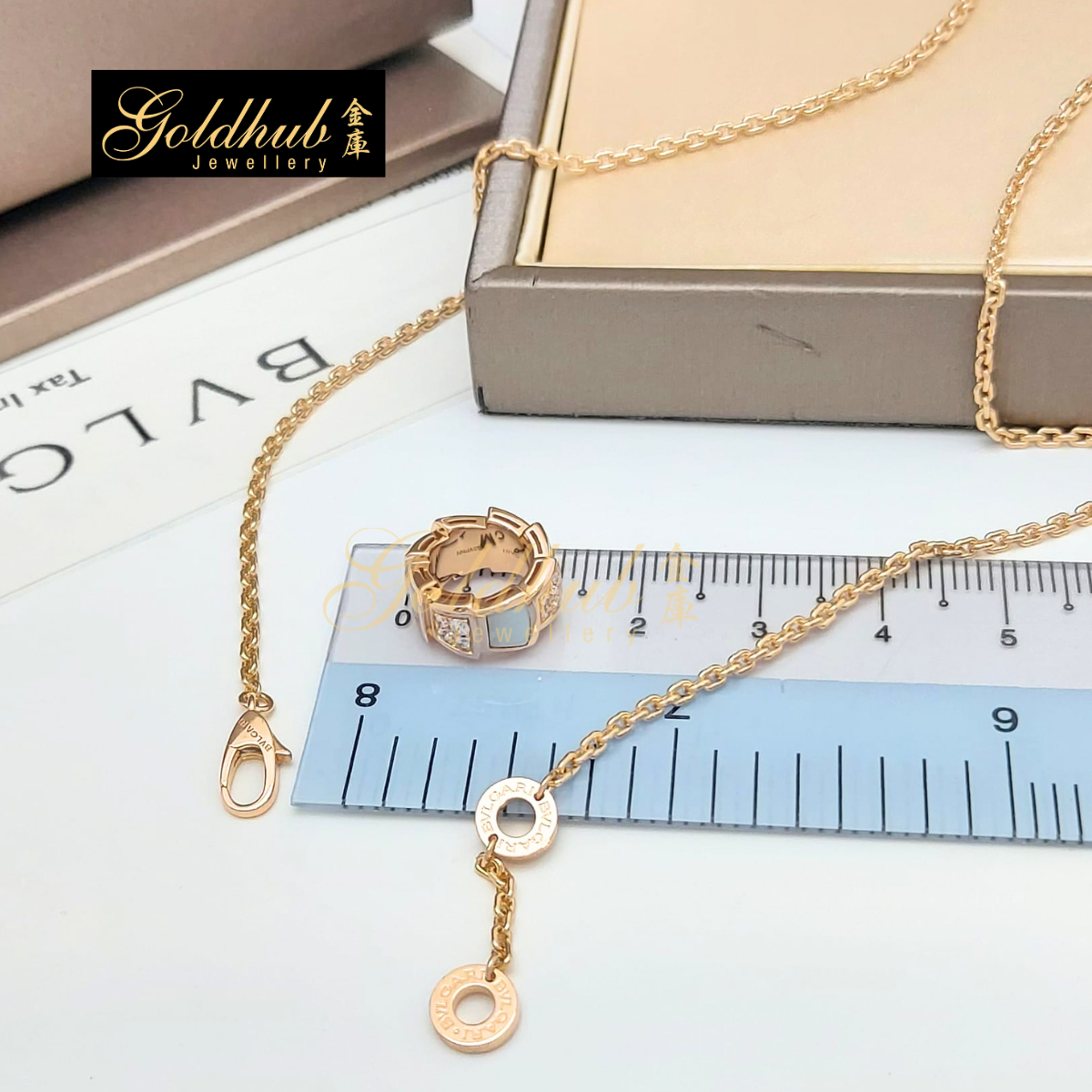 Bulgari Serpenti Viper Necklace, with Pave Diamonds and Mother-of-Pearl in Rose Gold