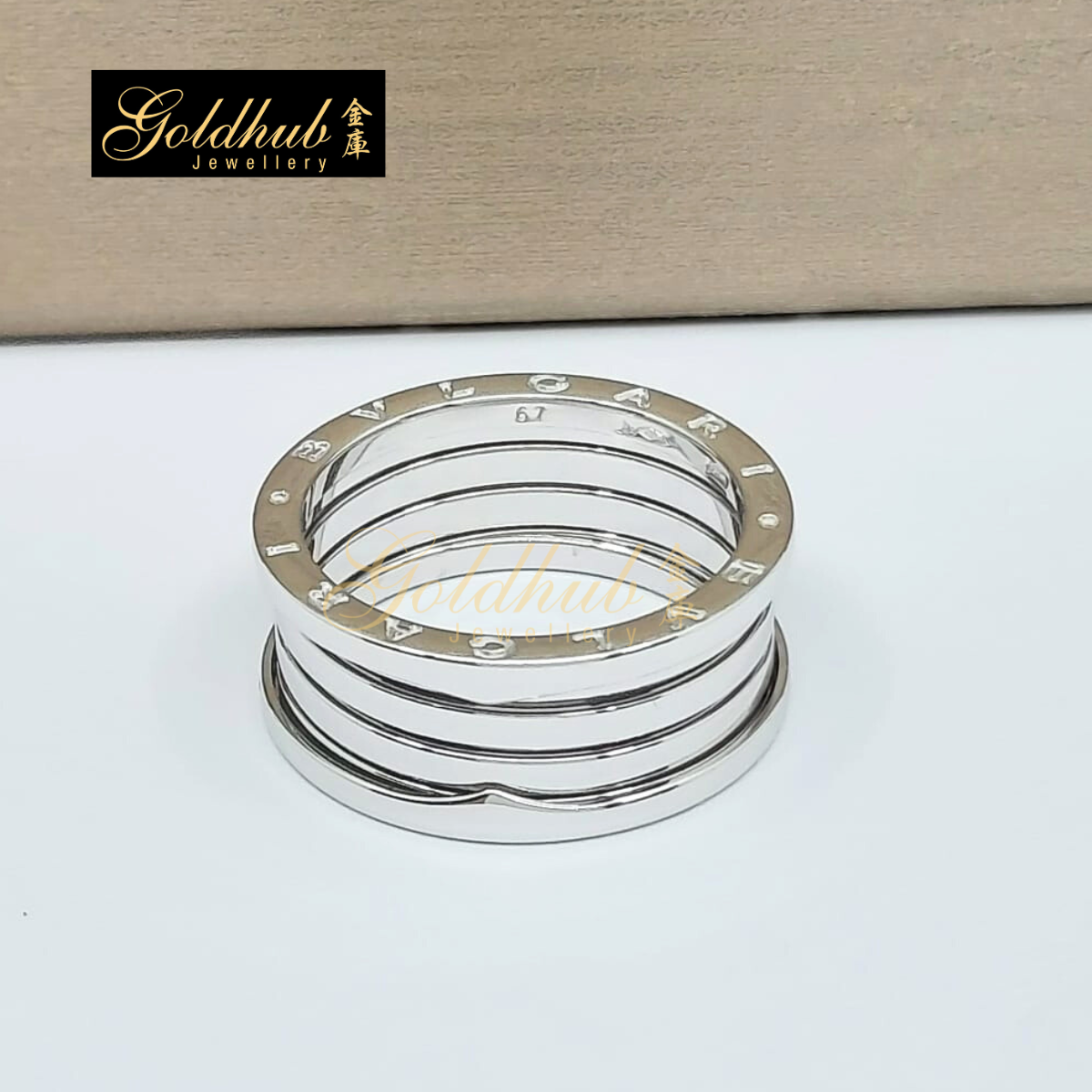 Bvlgari B.zero1 4 Band Ring in White Gold, Size 67