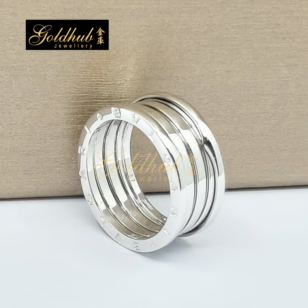 Bvlgari B.zero1 4 Band Ring in White Gold, Size 67