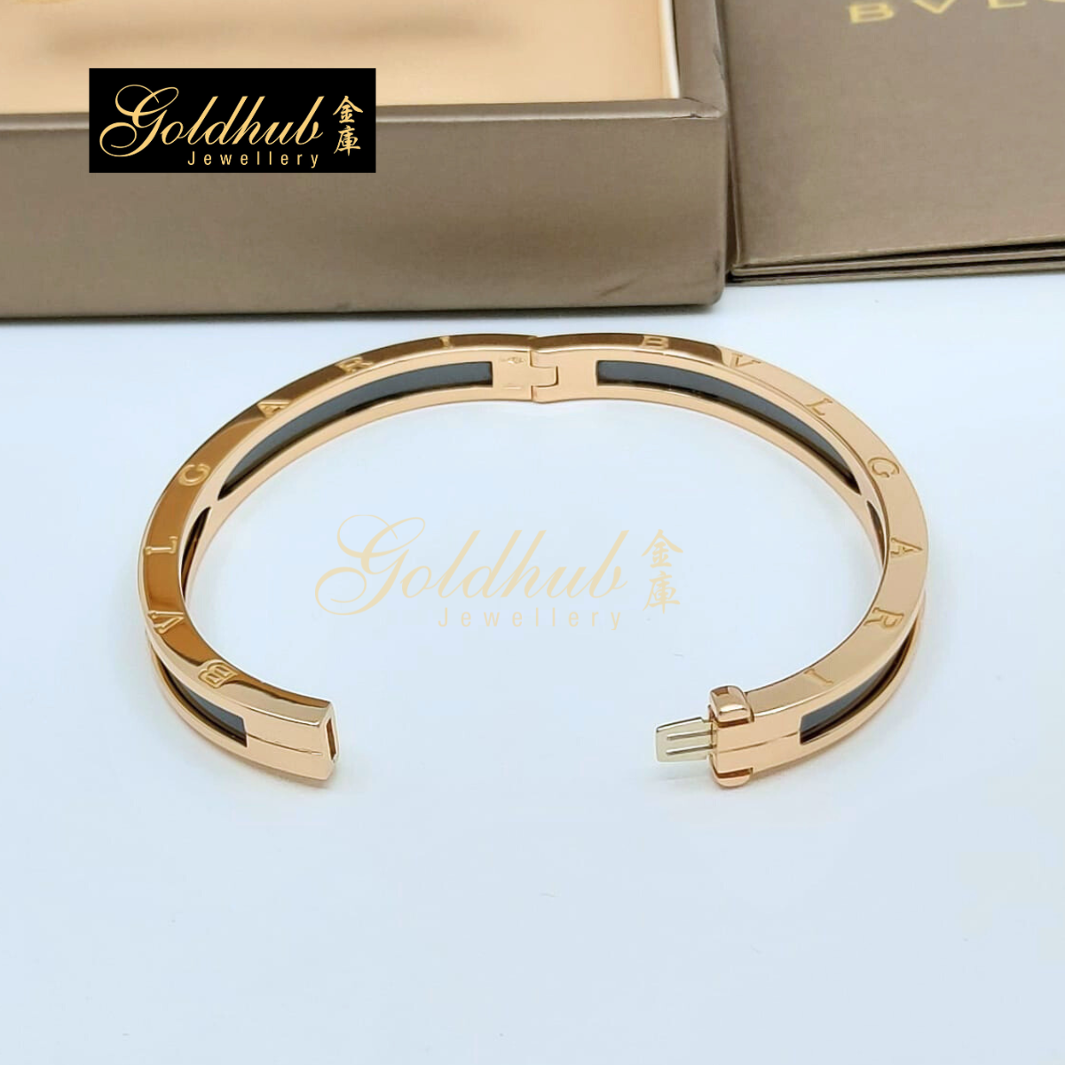 Bvlgari B.zero1 Black Ceramic Bracelet in Rose Gold, Small