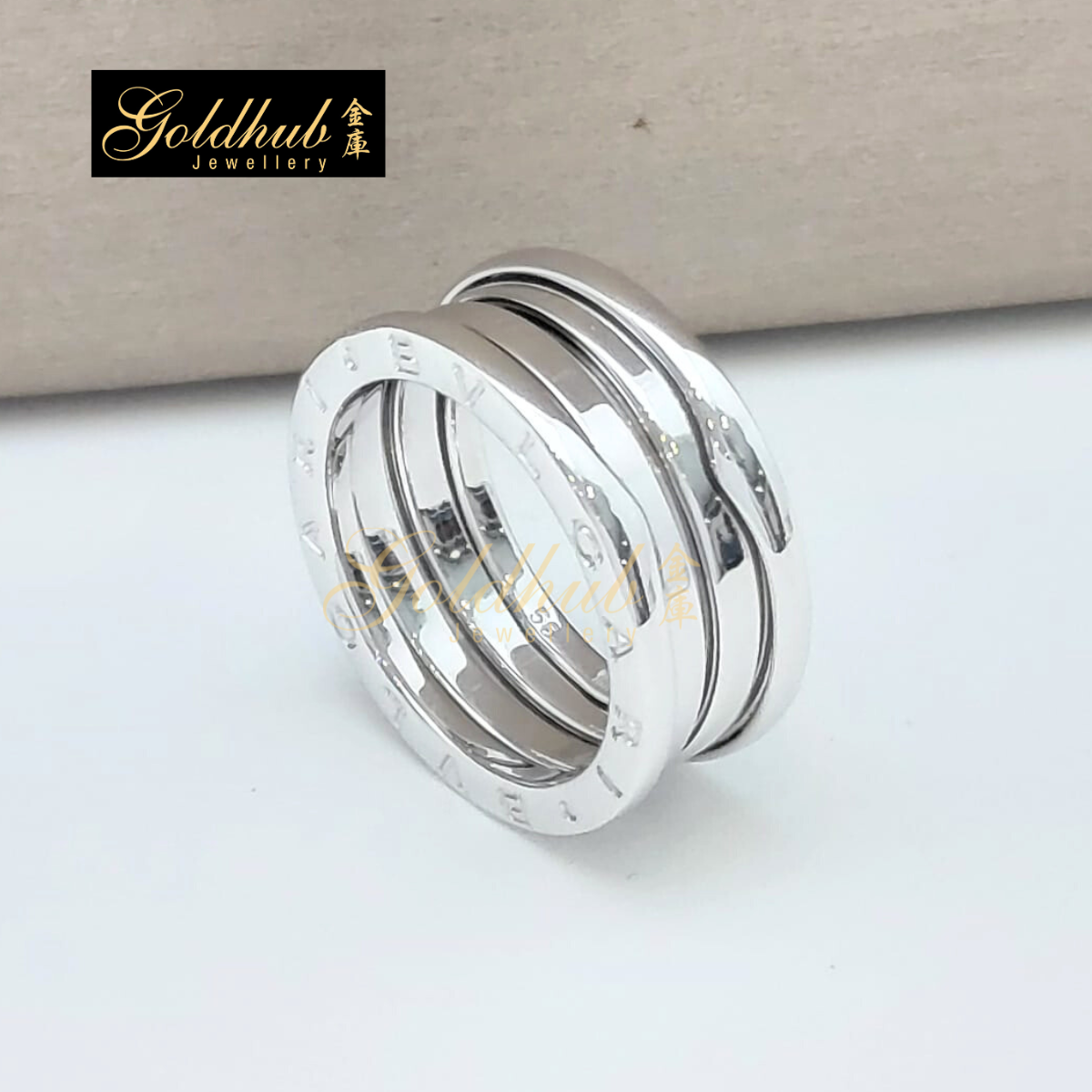 Bvlgari B.zero1 2 Band Ring in White Gold, Size 56