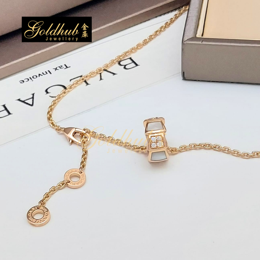 Bulgari Serpenti Viper Necklace, with Pave Diamonds and Mother-of-Pearl in Rose Gold