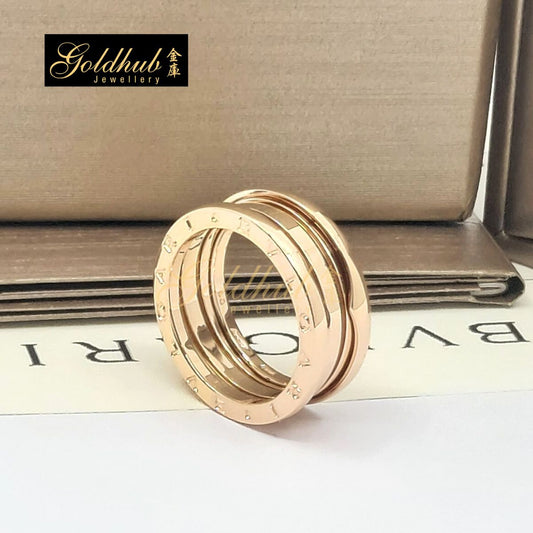 Bvlgari B.zero1 3 Band Ring in Rose Gold, Size 60