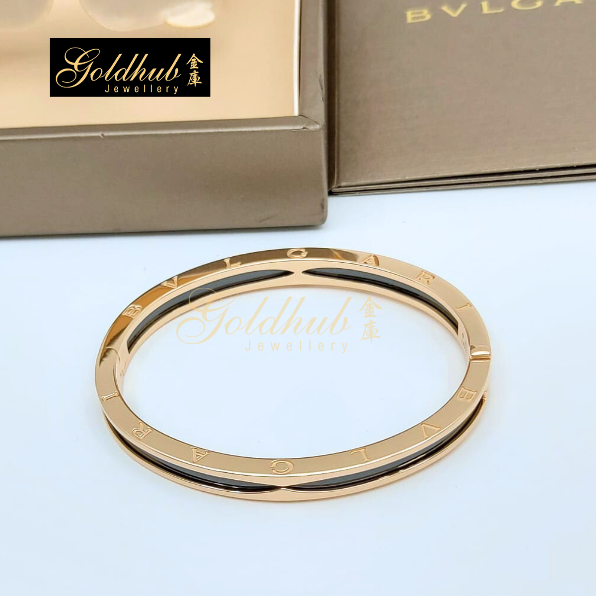 Bvlgari B.zero1 Black Ceramic Bracelet in Rose Gold, Small