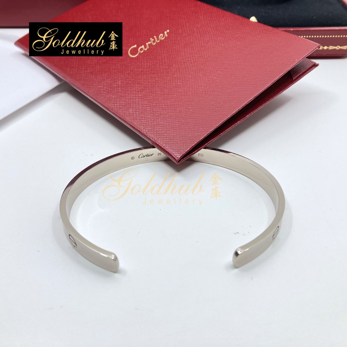 Cartier Love Cuff Bracelet, Open Model in White Gold, Size 20