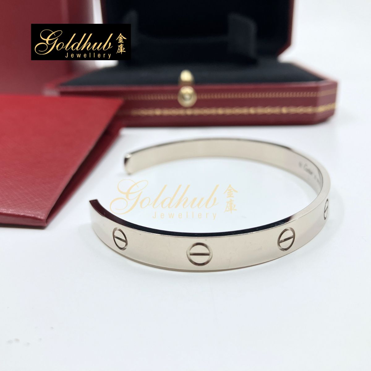 Cartier Love Cuff Bracelet, Open Model in White Gold, Size 20