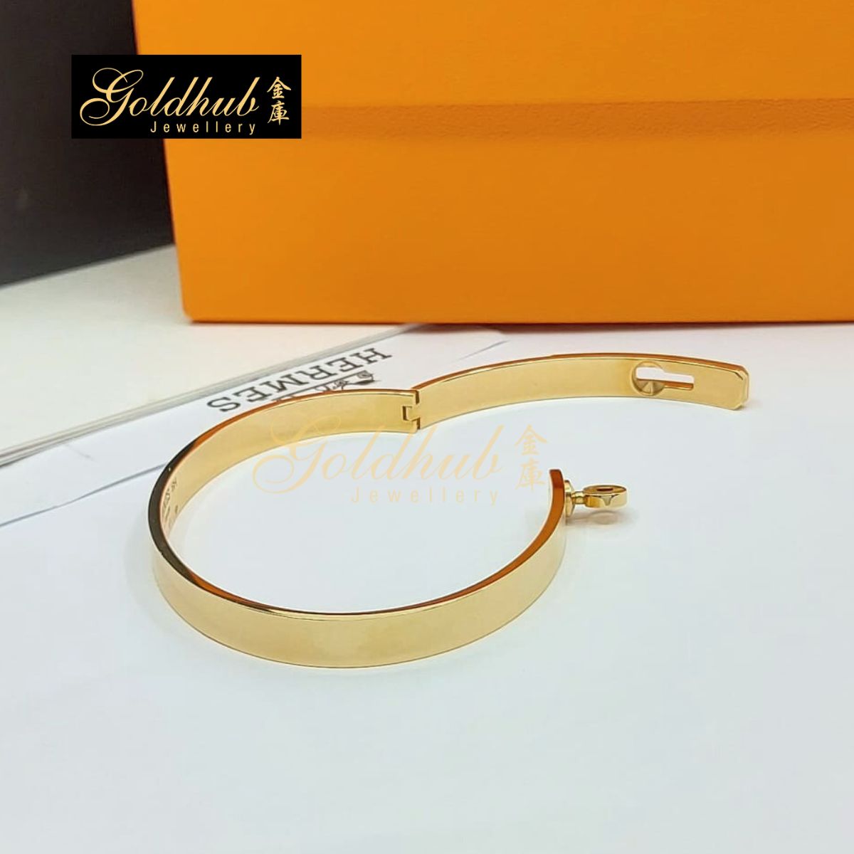 [Reserved] Hermes Kelly Bracelet, Small Model, 4 Diamonds in Rose Gold, Size SH