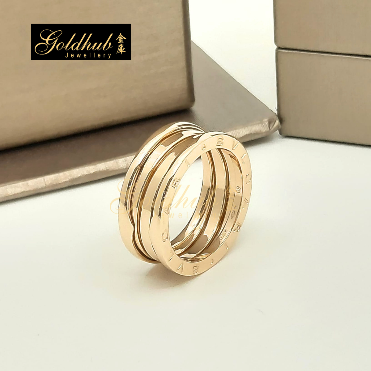 Bulgari B.zero1 3 Band Ring in Rose Gold, Size 60