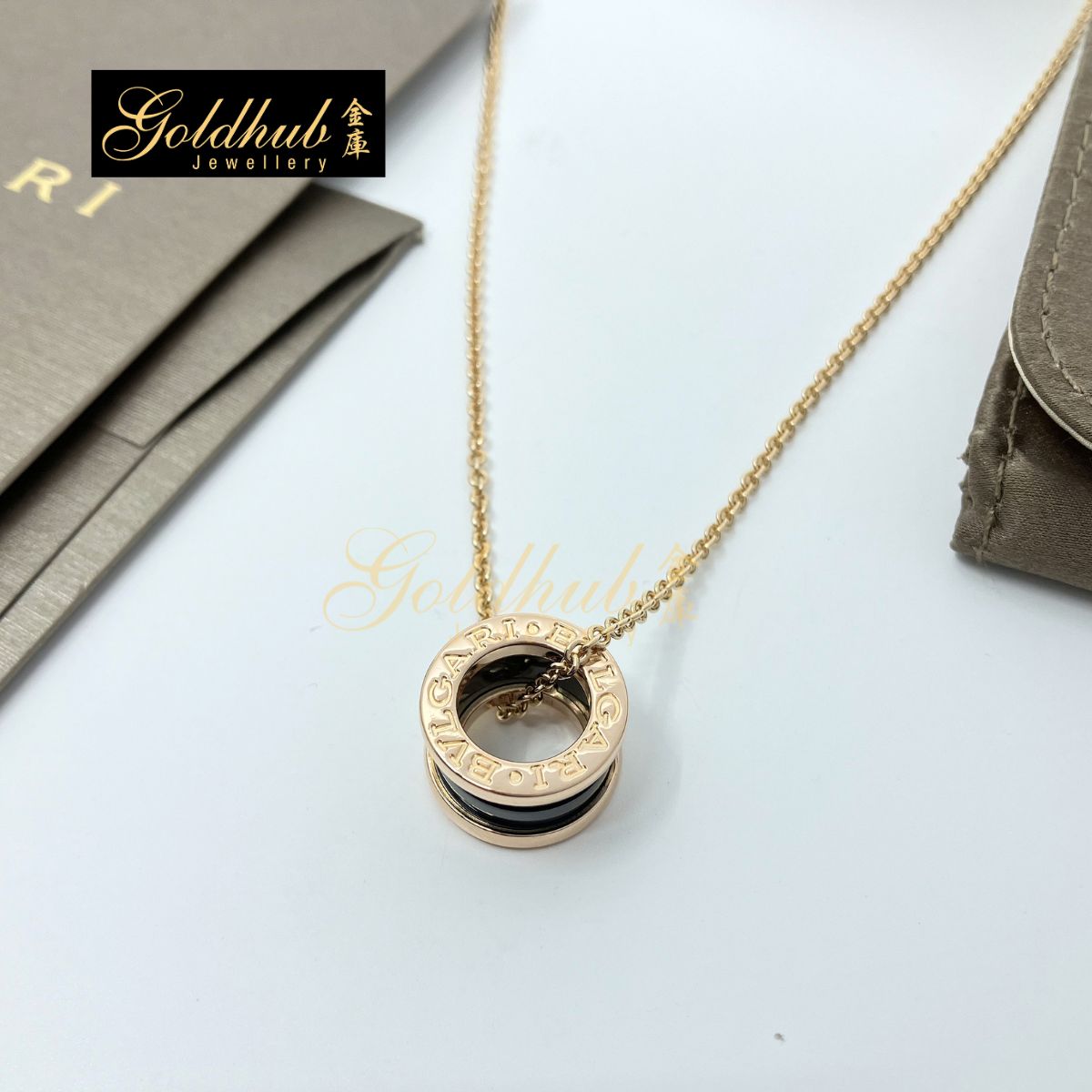 Bulgari B.zero1 Black Ceramic Necklace in Rose Gold