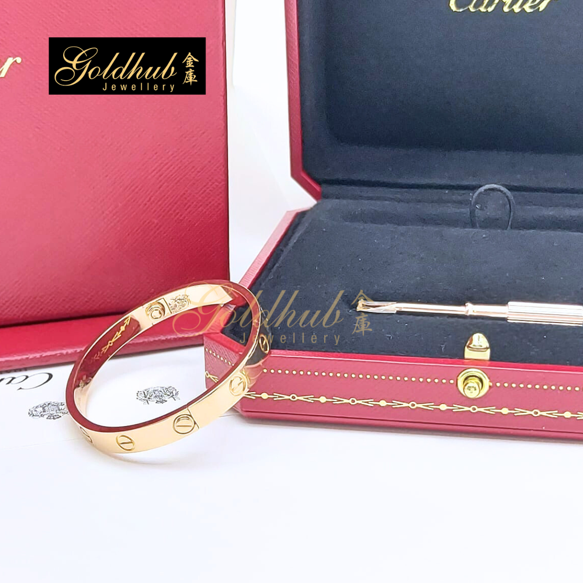 Cartier Love Bracelet, Classic Model in Rose Gold, Size 16