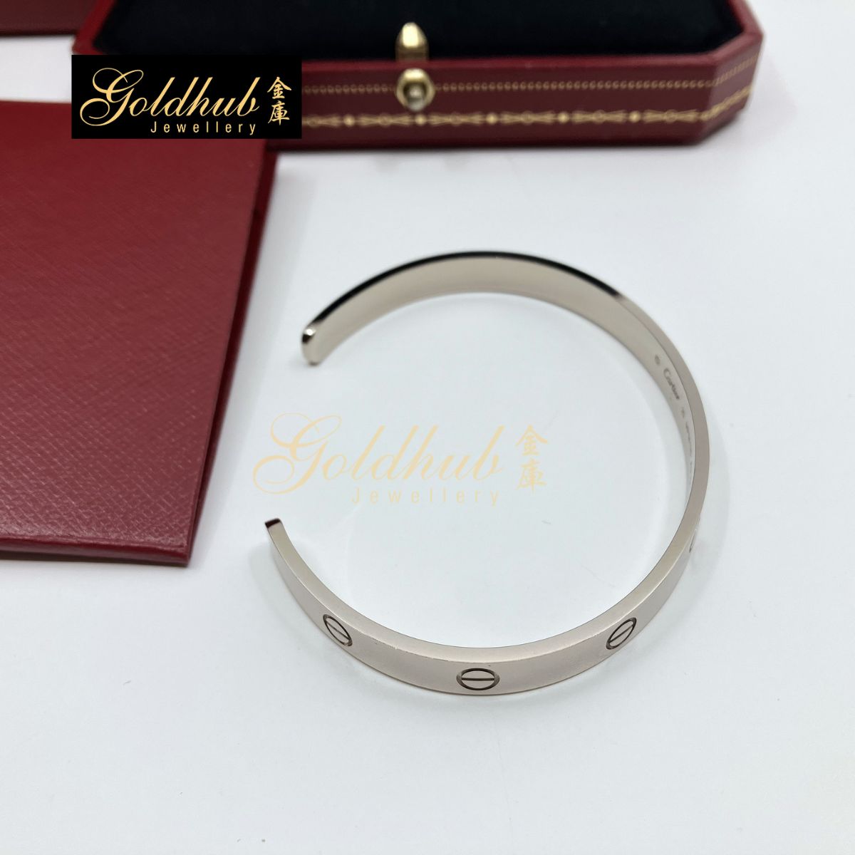 Cartier Love Cuff Bracelet, Open Model in White Gold, Size 20