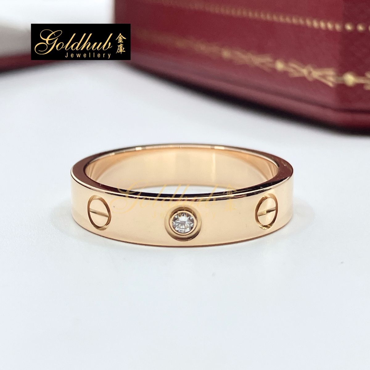 Cartier Love Ring, Small Model, 1 Diamond in Rose Gold, Size 52