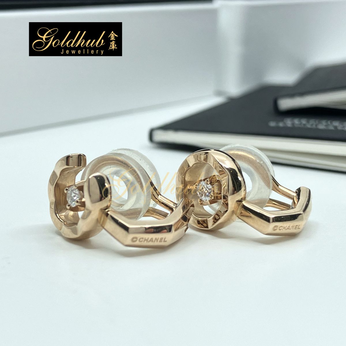 Chanel Coco Earring Clip, "C" and "O", set with 1 Diamond in Rose Gold