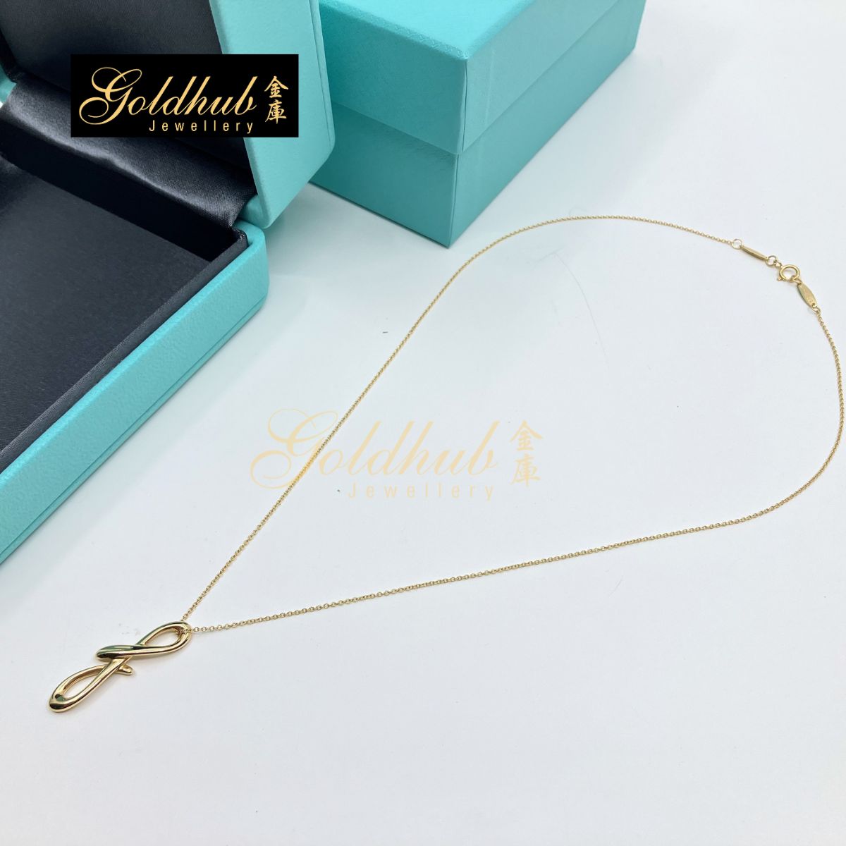 Tiffany & Co Elsa Peretti Mini Alphabet Pendant, Letter F in Yellow Gold