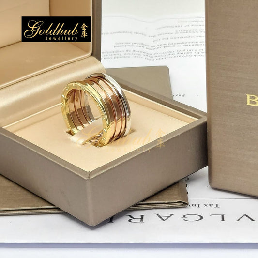 Bvlgari B.zero1 4 Band Ring in Rose, White and Yellow Gold, Size 65