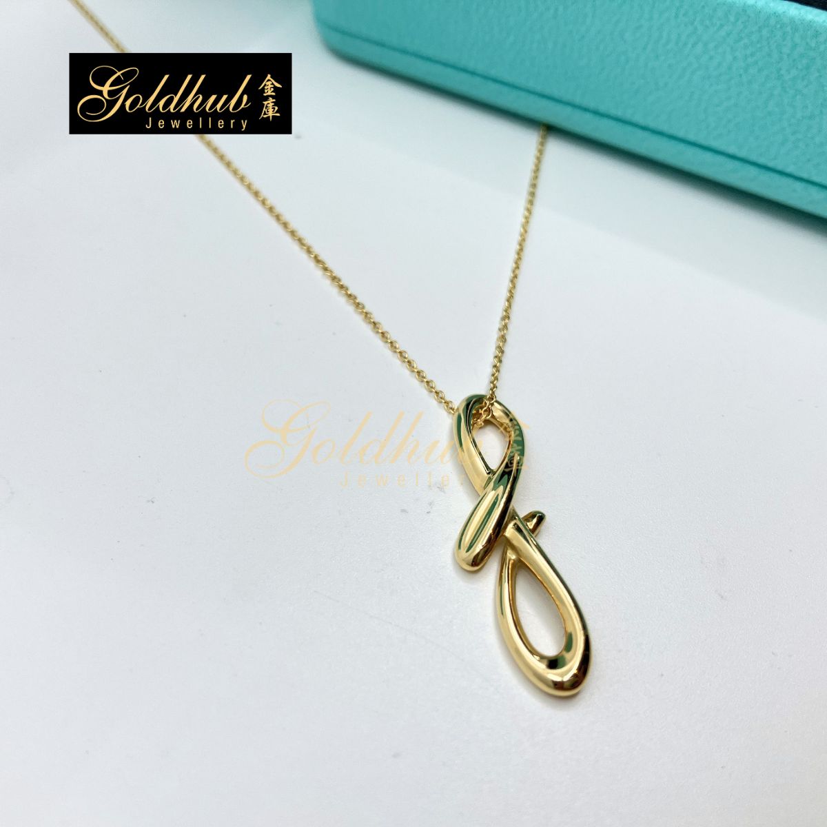 Tiffany & Co Elsa Peretti Mini Alphabet Pendant, Letter F in Yellow Gold