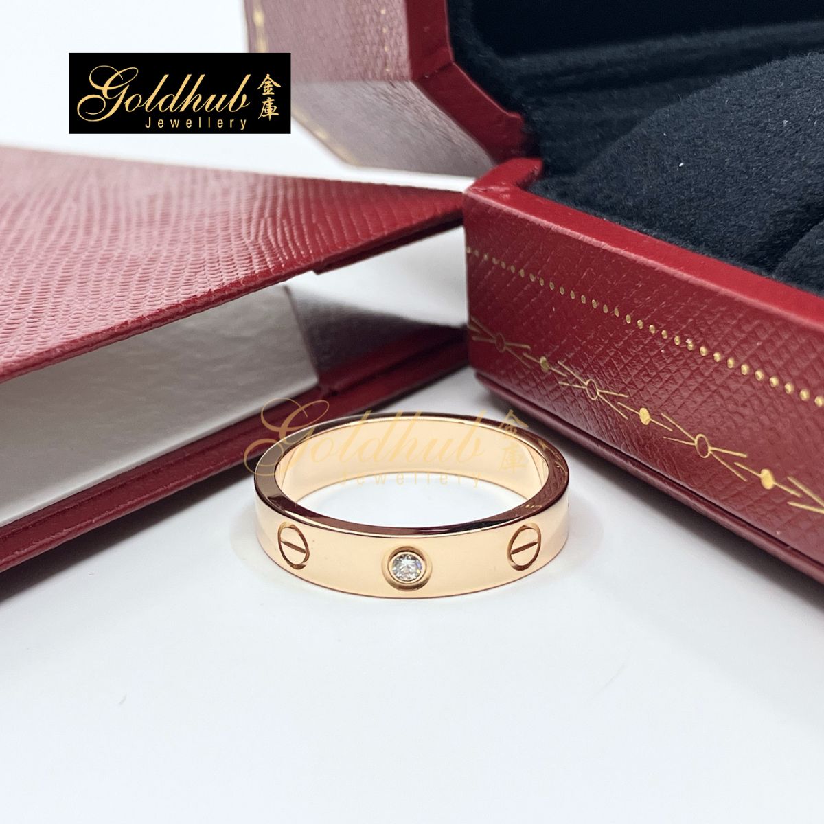 Cartier Love Ring, Small Model, 1 Diamond in Rose Gold, Size 52