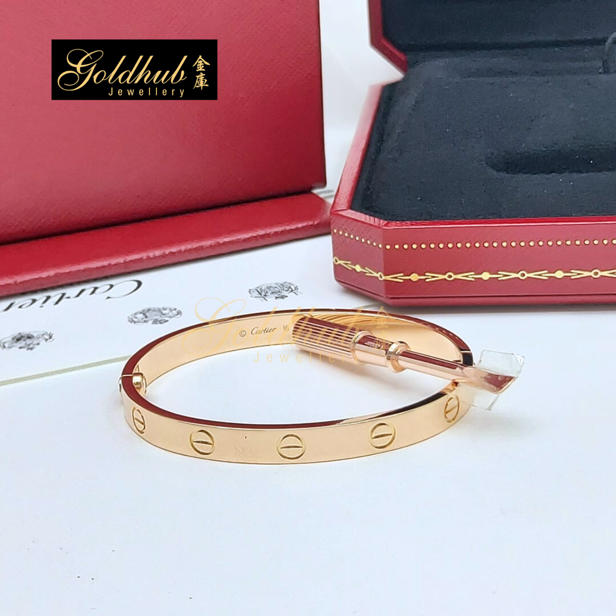 Cartier Love Bracelet, Classic Model in Rose Gold, Size 16